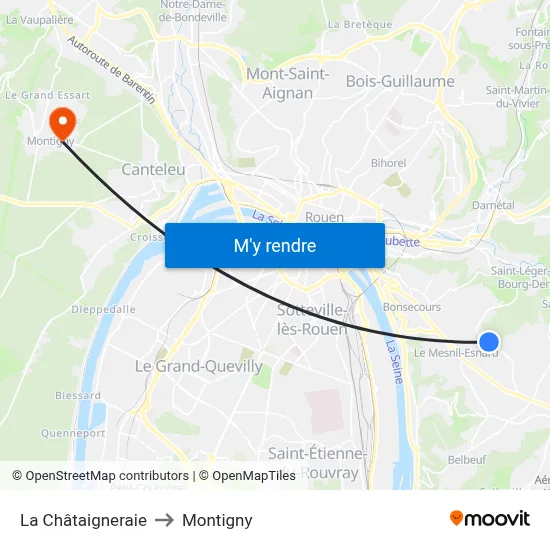 La Châtaigneraie to Montigny map