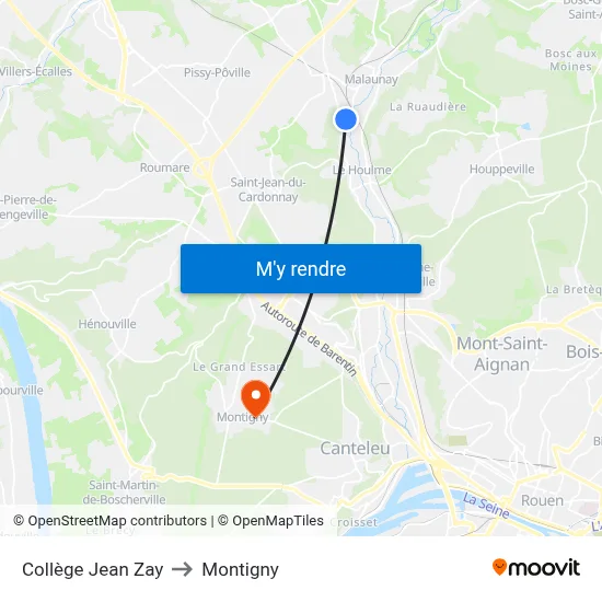 Collège Jean Zay to Montigny map