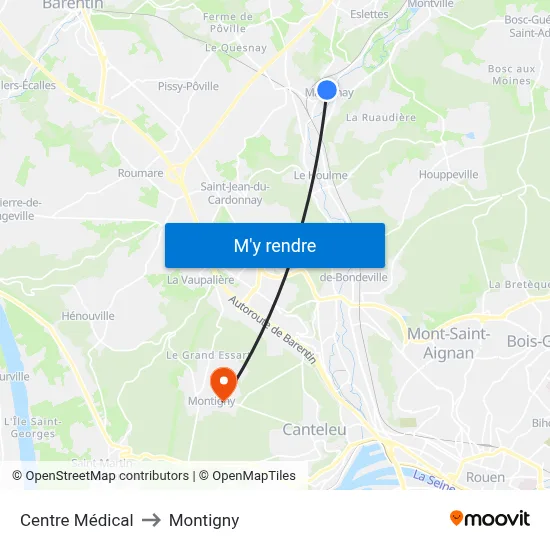 Centre Médical to Montigny map