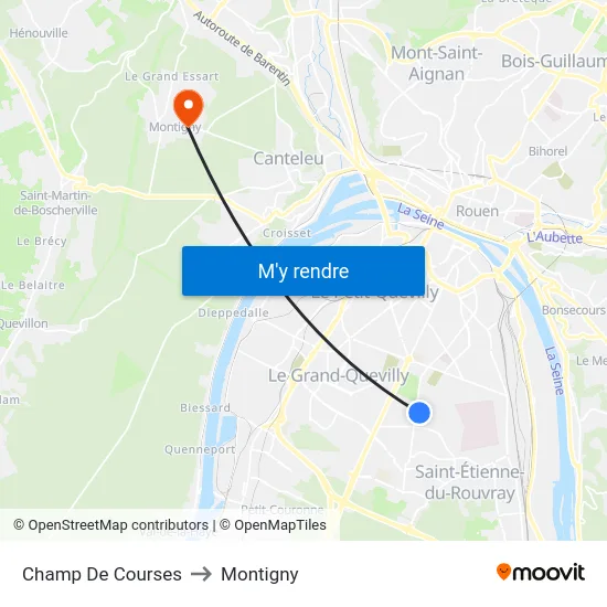 Champ De Courses to Montigny map