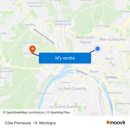 Côte Pierreuse to Montigny map