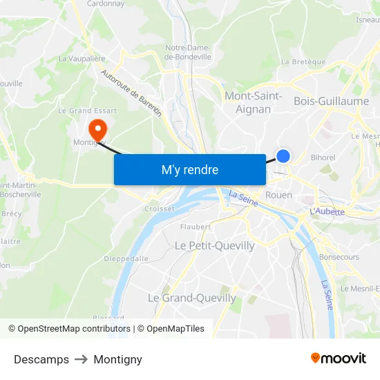 Descamps to Montigny map