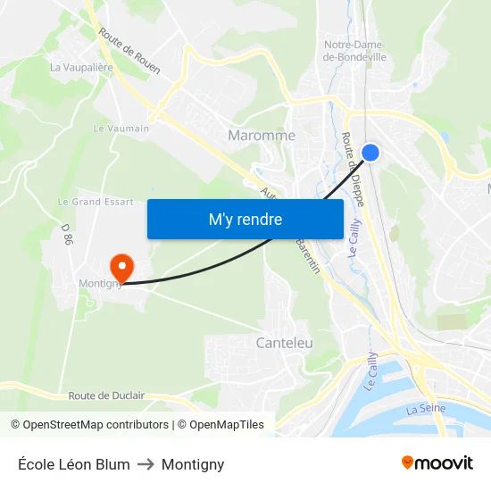 École Léon Blum to Montigny map