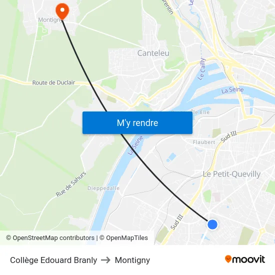 Collège Edouard Branly to Montigny map