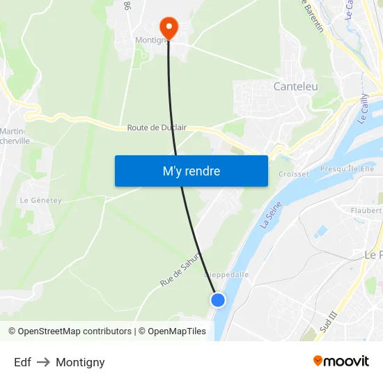 Edf to Montigny map