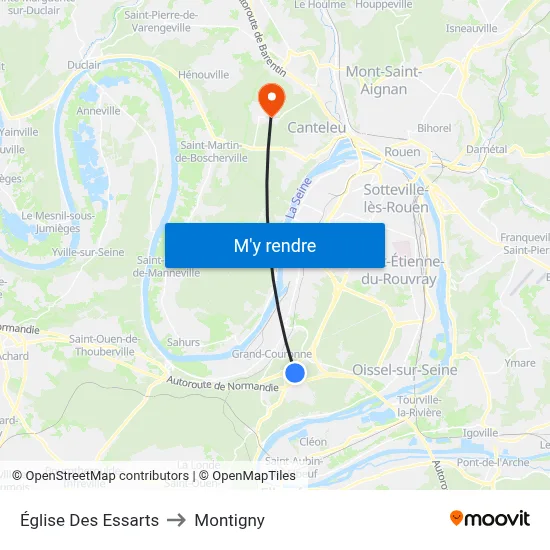 Église Des Essarts to Montigny map
