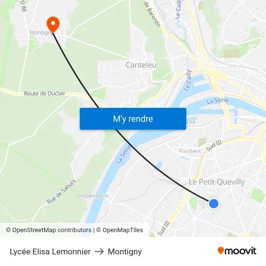 Lycée Elisa Lemonnier to Montigny map