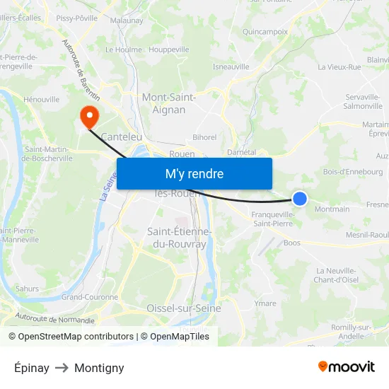 Épinay to Montigny map