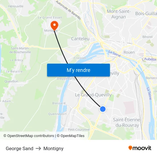 George Sand to Montigny map