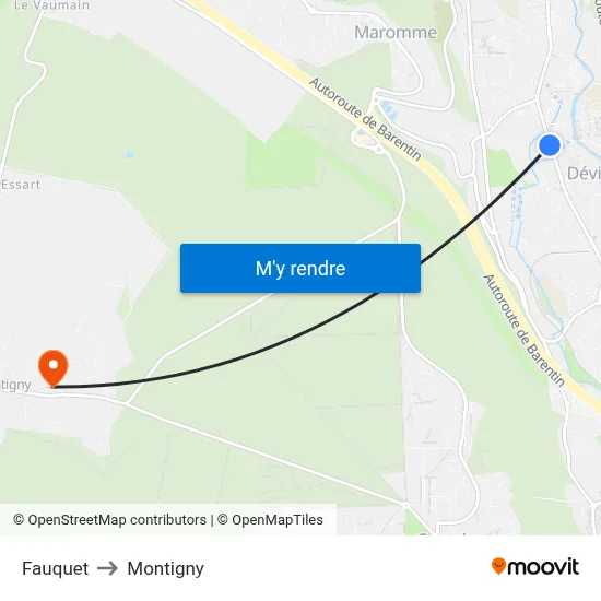 Fauquet to Montigny map