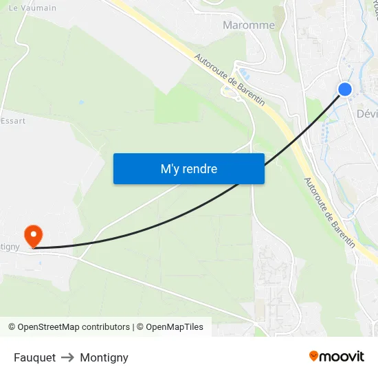 Fauquet to Montigny map