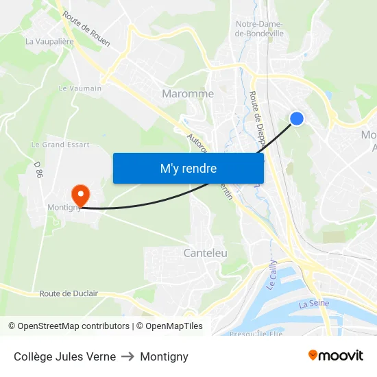 Collège Jules Verne to Montigny map