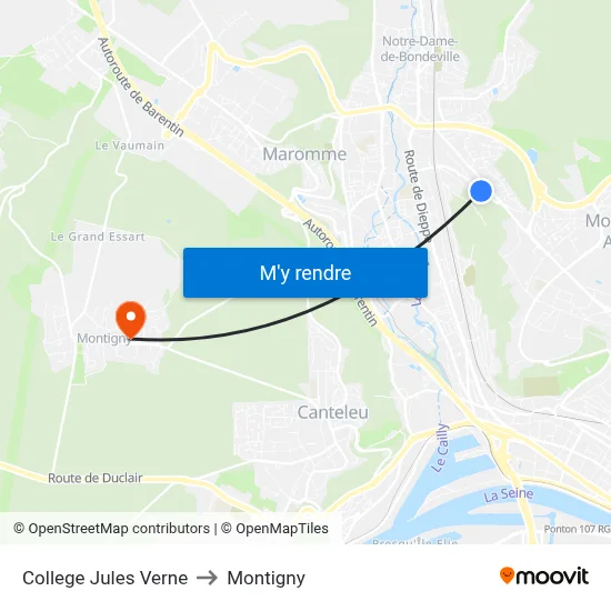 College Jules Verne to Montigny map