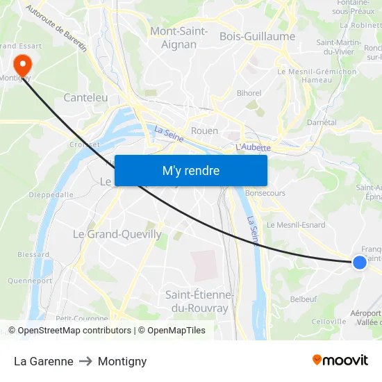 La Garenne to Montigny map