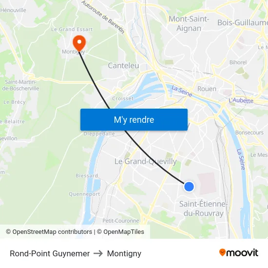 Rond-Point Guynemer to Montigny map