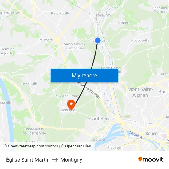 Église Saint-Martin to Montigny map