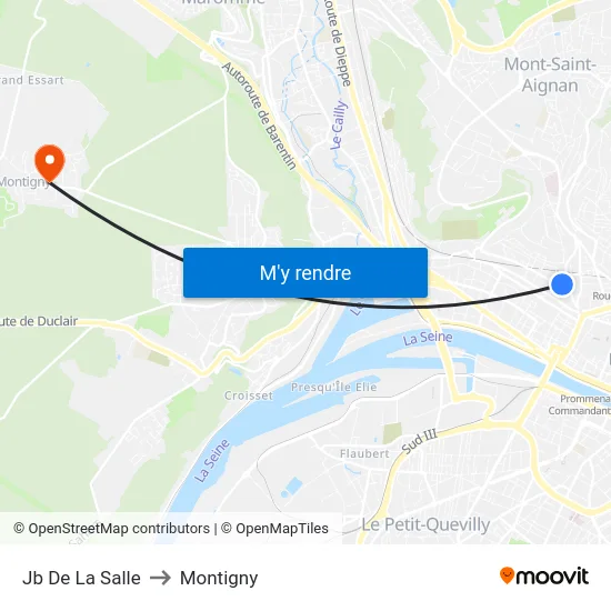Jb De La Salle to Montigny map