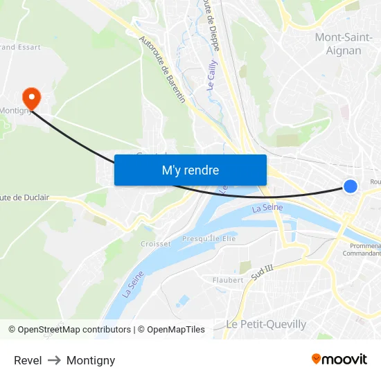 Revel to Montigny map