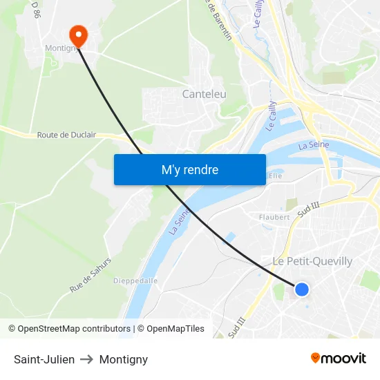 Saint-Julien to Montigny map