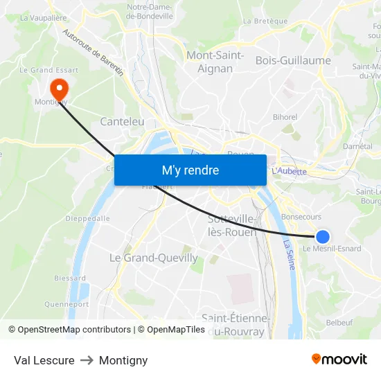 Val Lescure to Montigny map