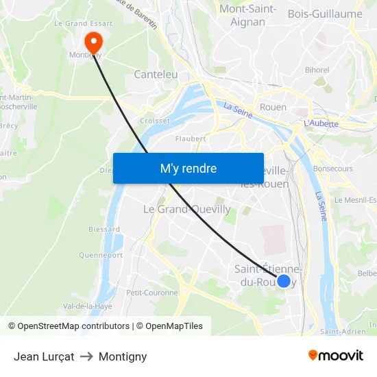 Jean Lurçat to Montigny map