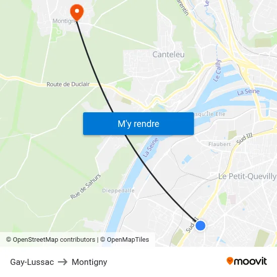 Gay-Lussac to Montigny map