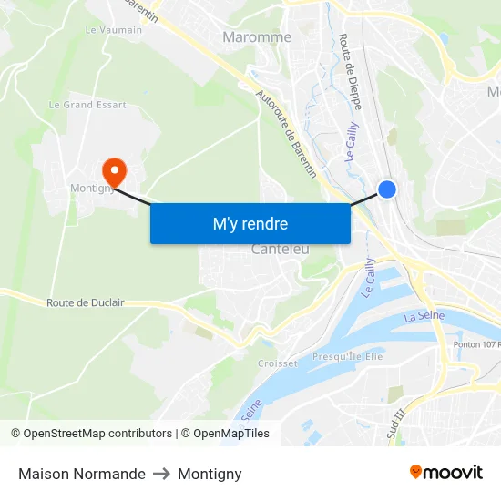 Maison Normande to Montigny map