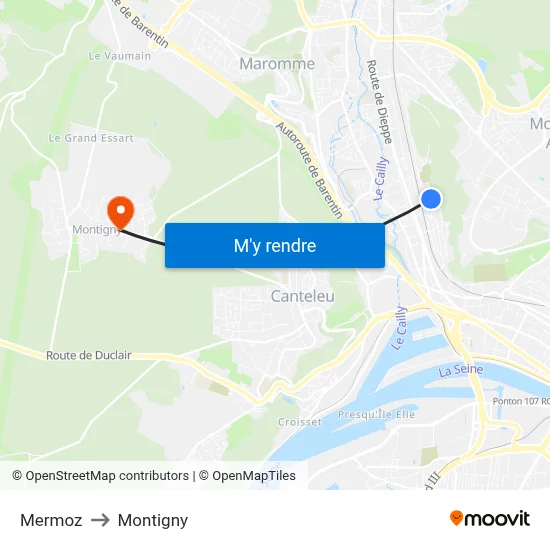 Mermoz to Montigny map