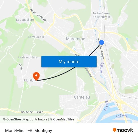 Mont-Mirel to Montigny map