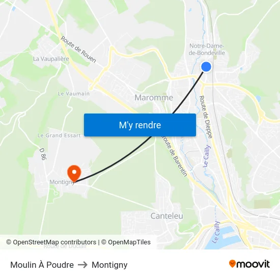 Moulin À Poudre to Montigny map
