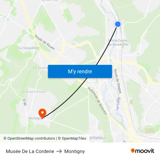 Musée De La Corderie to Montigny map