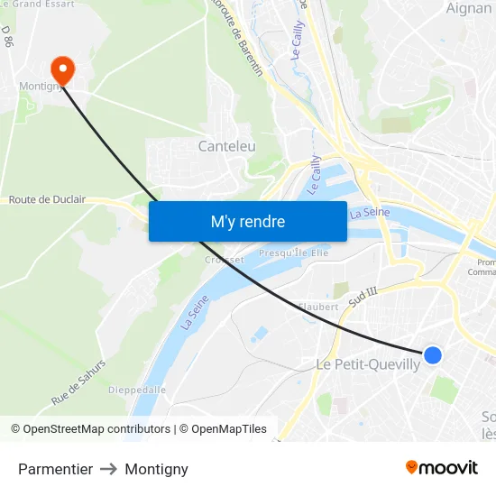 Parmentier to Montigny map