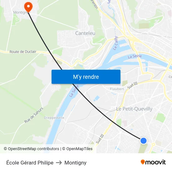 École Gérard Philipe to Montigny map