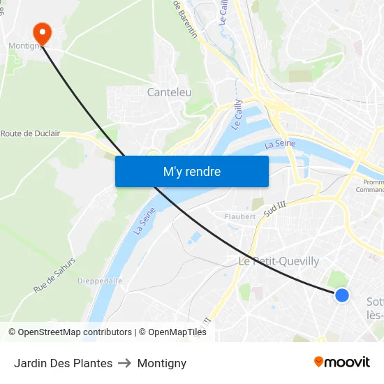Jardin Des Plantes to Montigny map