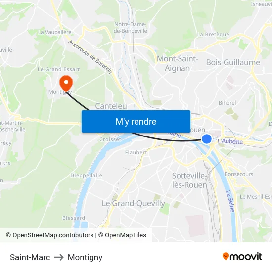 Saint-Marc to Montigny map