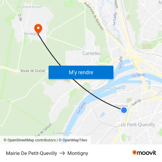 Mairie De Petit-Quevilly to Montigny map