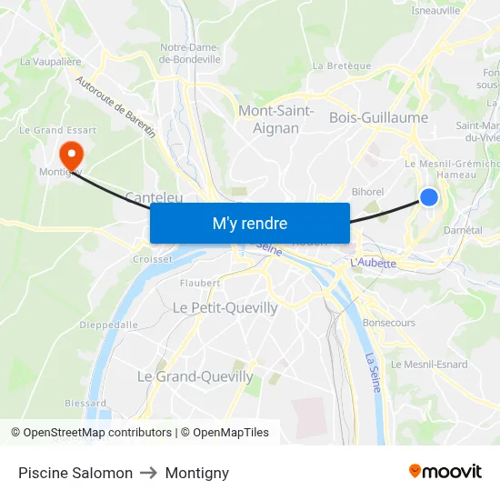 Piscine Salomon to Montigny map