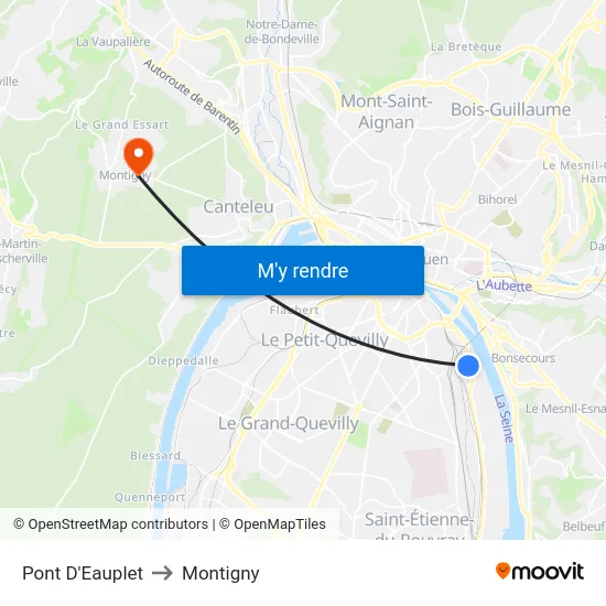 Pont D'Eauplet to Montigny map