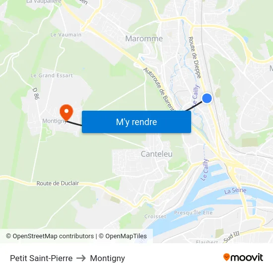 Petit Saint-Pierre to Montigny map