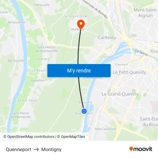 Quenneport to Montigny map