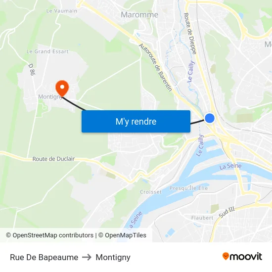 Rue De Bapeaume to Montigny map