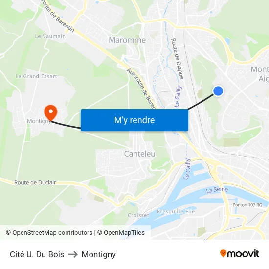 Cité U. Du Bois to Montigny map