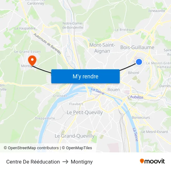 Centre De Rééducation to Montigny map