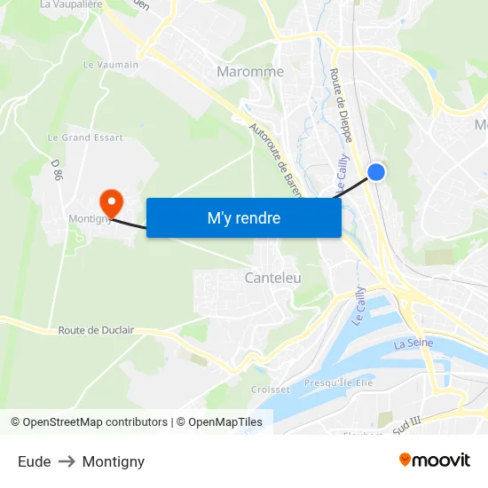 Eude to Montigny map