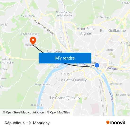 République to Montigny map