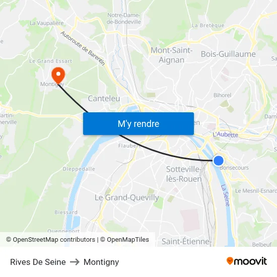 Rives De Seine to Montigny map