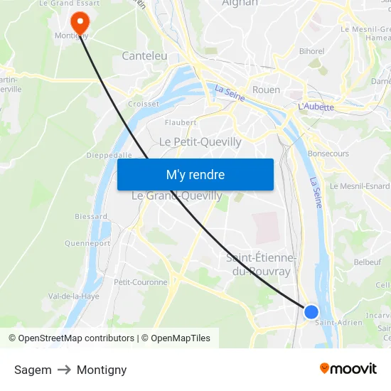Sagem to Montigny map