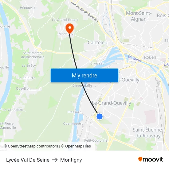 Lycée Val De Seine to Montigny map