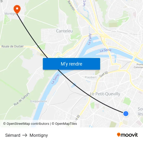 Sémard to Montigny map
