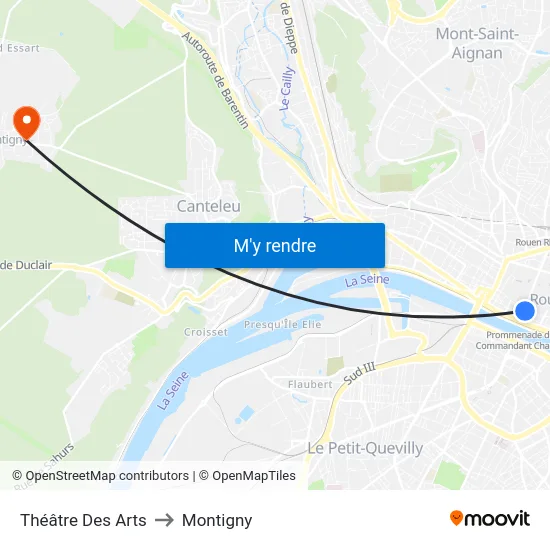 Théâtre Des Arts to Montigny map